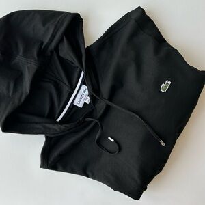 IZOD Lacoste Pullover Hoodie – Black Soft Cotton Jersey, Size Small, Like New